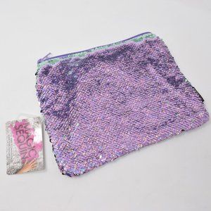 Style Lab Magic Sequin Pouch Reversible Lined New Travel Cosmetic Bag Compact